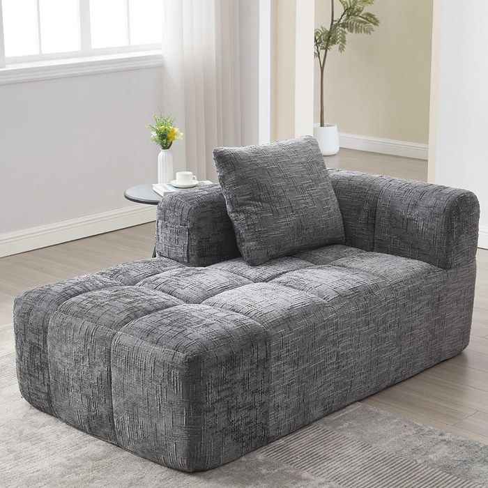Meridienne Canapé chaise longue confortable Canapé moelleux avec coussinet poches latérale soigné et élégant- SWEIKO - Gris Meridienne Canapé chaise longue confortable Canapé moelleux avec coussinet poches latérale soigné et élégant- SWEIKO - Gris