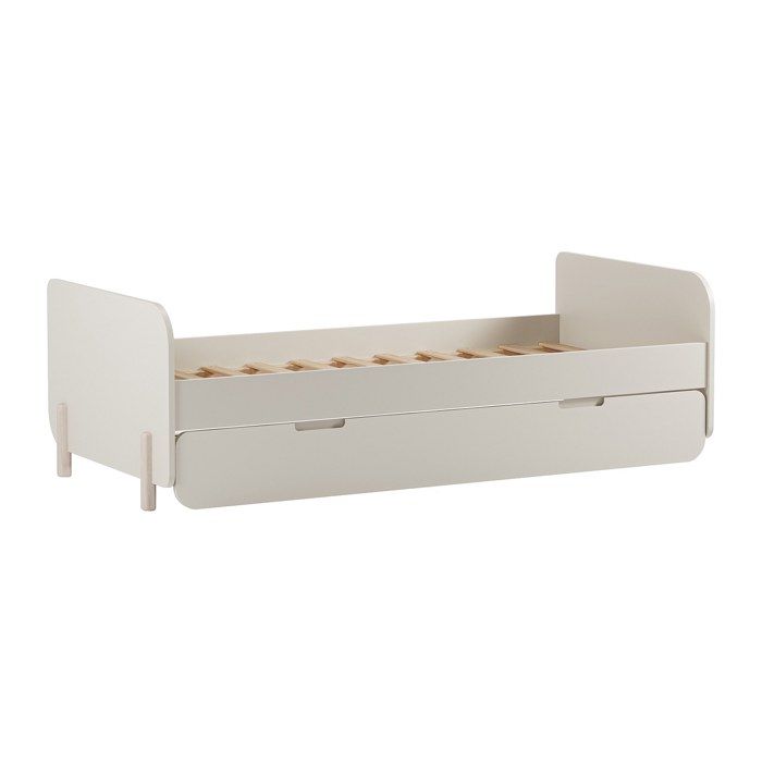 Lit gigogne 2 x 90 x 190 cm - MDF et pin - Coloris : Naturel et beige - TALUDO