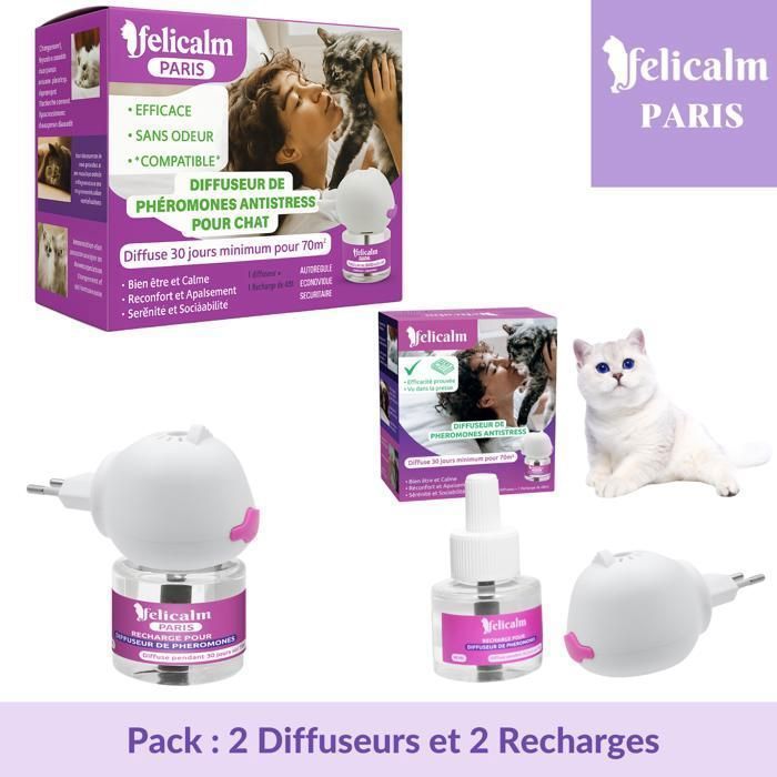 Meilleurs prix pour Anti-Stress Chat – 2 Diffuseurs + 2 Recharges Phéromone Naturelle