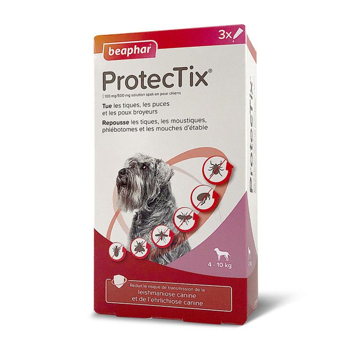 Comparer les prix de BEAPHAR – PROTECTIX® Solution Spot-on pour Chiens (4-10 kg) – Pipettes antiparasitaires – 3 pipettes de 1ml
