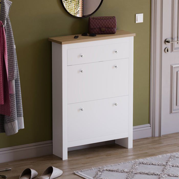 Vida Designs Meuble à Chaussures Moderne Dalby 2 Portes et 1 tiroir