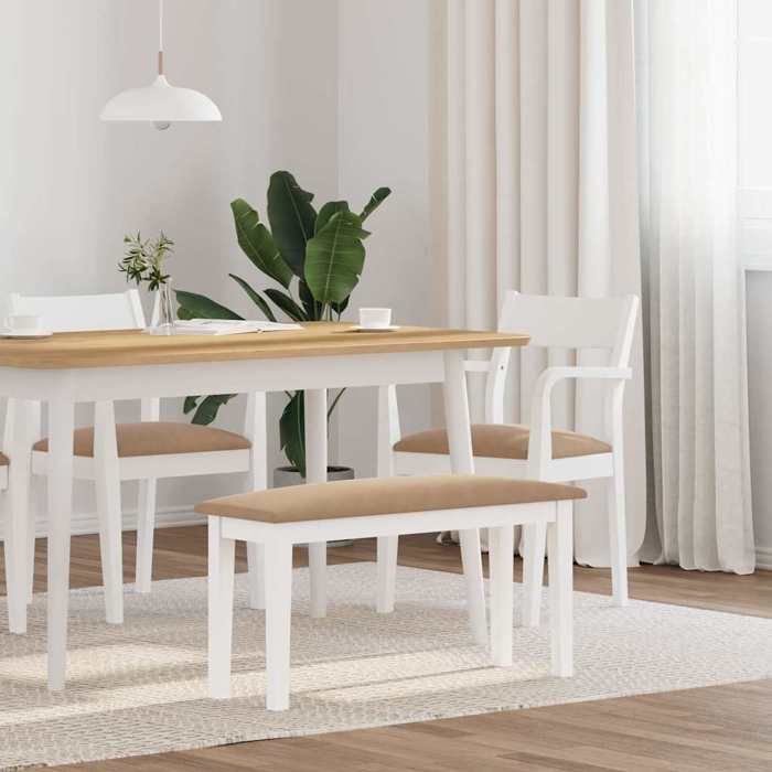 SARAZYJ@Banc à dîner - Cuisine Salon - Banc 90 cm blanc bois massif caoutchouc Home617897