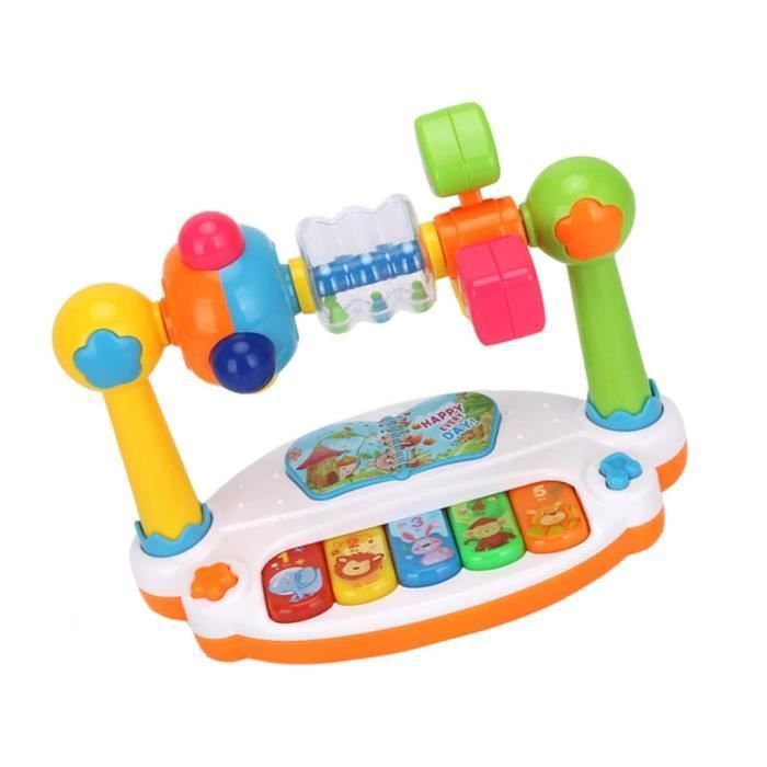 Piano Jouet électronique – Dès 18 Mois – 3 Sons (piano, Xylophone, Violon) – 5 Partitions – LED