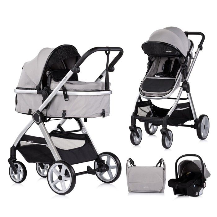 VISTA Poussette combinée jusquà 22 kg nacelle souple + assise classique Gris + 1 cosy i-Size