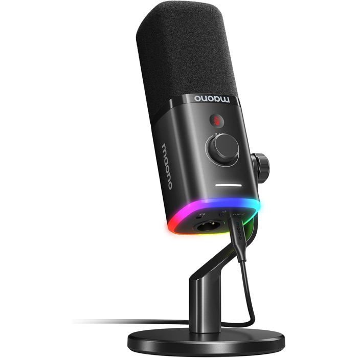 Microphone MAONO PD100XS – Micro Gaming XLR/USB avec Bras et Éclairage RGB - vue 3