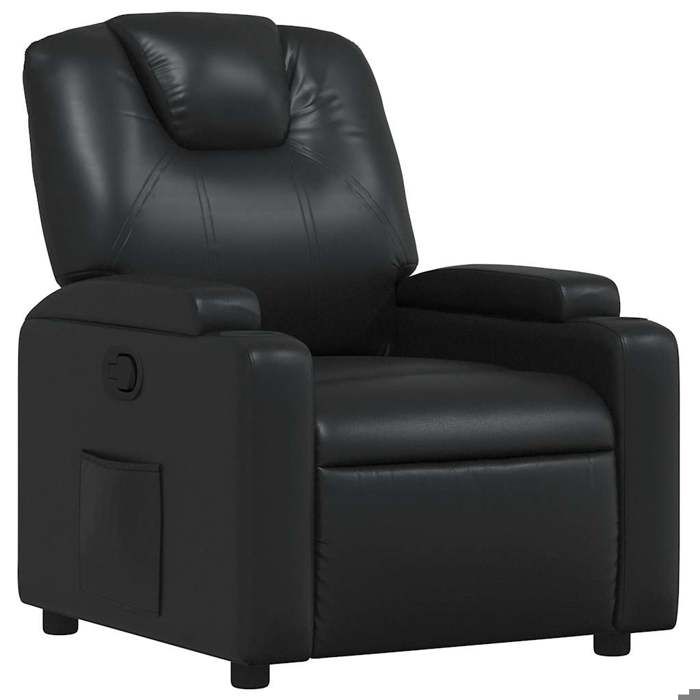 “Winter SaleTOP Fauteuil Chaise de relaxation Noir - Fauteuil inclinable en similicuir noir PRO38974