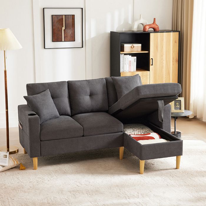 Canapé dangle - MINIMAL - L175x129 - 3 places réversible - Rangement & porte-gobelets Canapé dangle - MINIMAL - L175x129 - 3 places réversible - Rangement & porte-gobelets