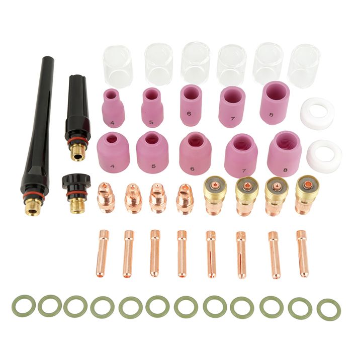 Kit daccessoires pour torche de soudage TIG 49 pièces pinces de buse en alumine corps de lentille à gaz tasse en verre