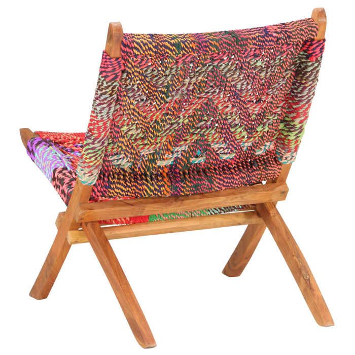Fauteuil simple - Multicolore - Chaise pliable - 1 PC - Chindi Multicolore Tissu 59x72x79 cm F8279