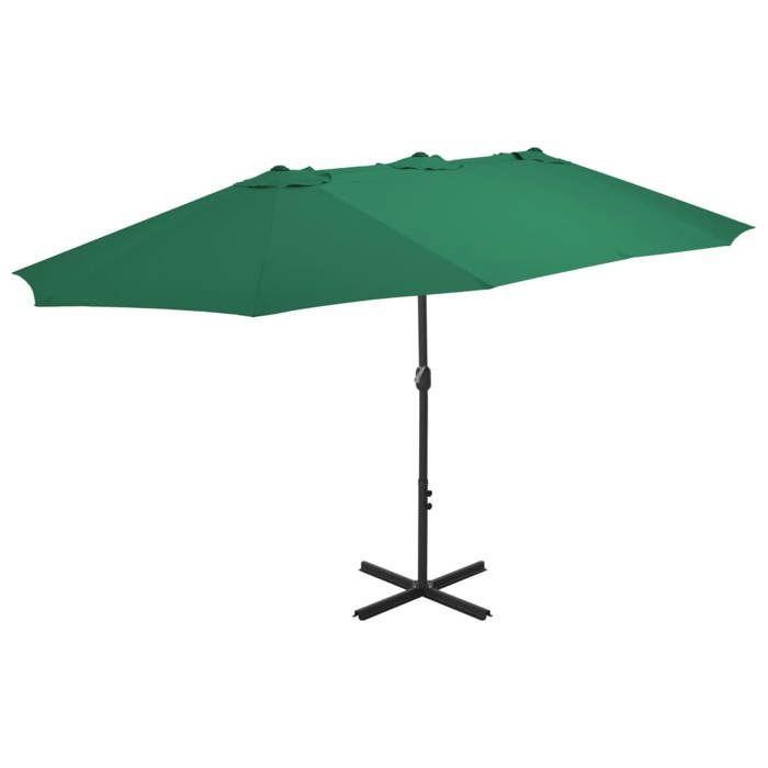Parasol dextérieur mât - 460 x 270 cm - Moderne-design - aluminium - vert - facile à nettoyer - double toit - Anti UV ats92cFR