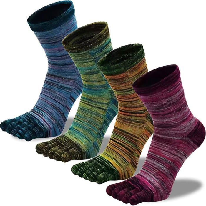 Chaussettes 5 Doigts Homme 4 Paires 3945 Chaussettes à Doigts Séparés en Coton Respirant 4 Dégradé Vintage