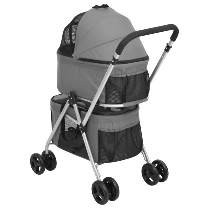 Poussette pour chien pliante à 2 niveaux Gris 83x48x97 cm_2 ans garantie_70451