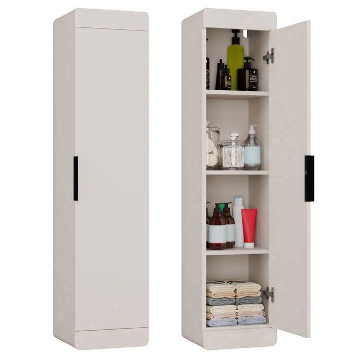 TERRA 1D - Armoire de salle de bains - 4 étagères - 31 5x135x30 cm - BEIGE CACHEMIRE