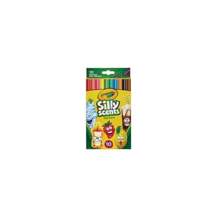 Crayola Silly Scents – 10 Feutres Lavables Parfumés – Pointes Fines – Version Anglaise