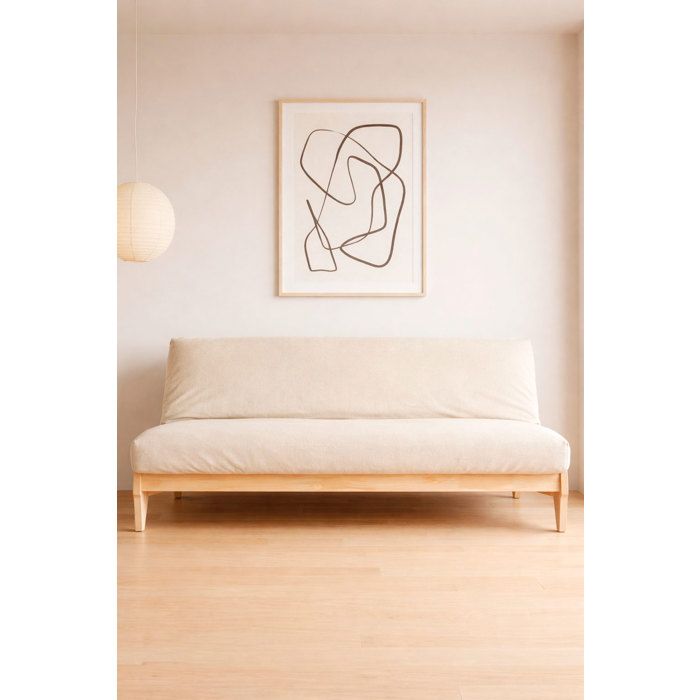 Canapé-lit Zurich 200x107x82 cm futon en coton 140x200x14 5 cm et housse couleur écru Canapé-lit Zurich 200x107x82 cm futon en coton 140x200x14 5 cm et housse couleur écru