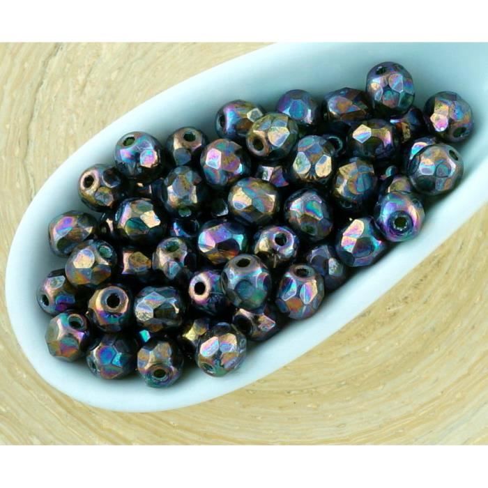 100pcs Picasso Bleu Terre Cuite Ronde Facette Feu Poli Petites Spacer...