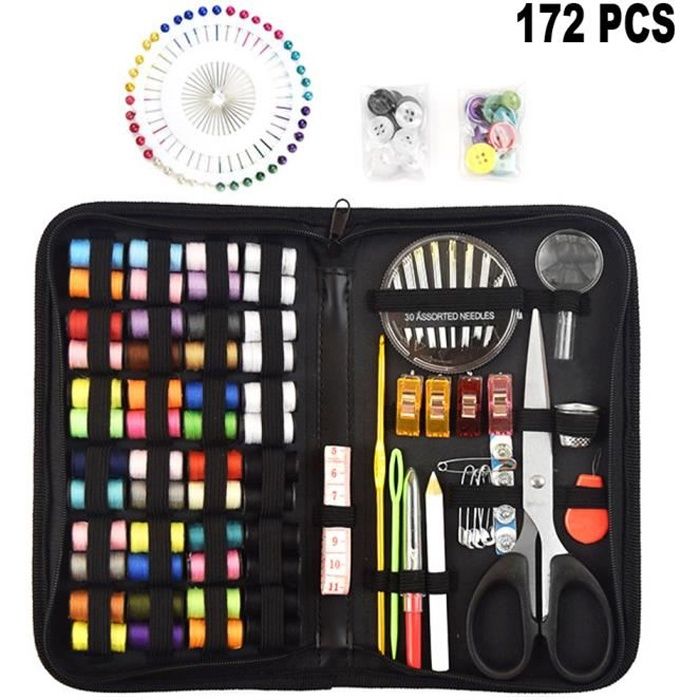 HEPAZ Kit de Couture, 200pcs Set de Couture Accessoires de Couture Premium  avec étui de Transport, Kit de Couture,Maison Universelle et Kits de Couture  de Voyage, Utilisation d'urgence (Noir) : : Cuisine