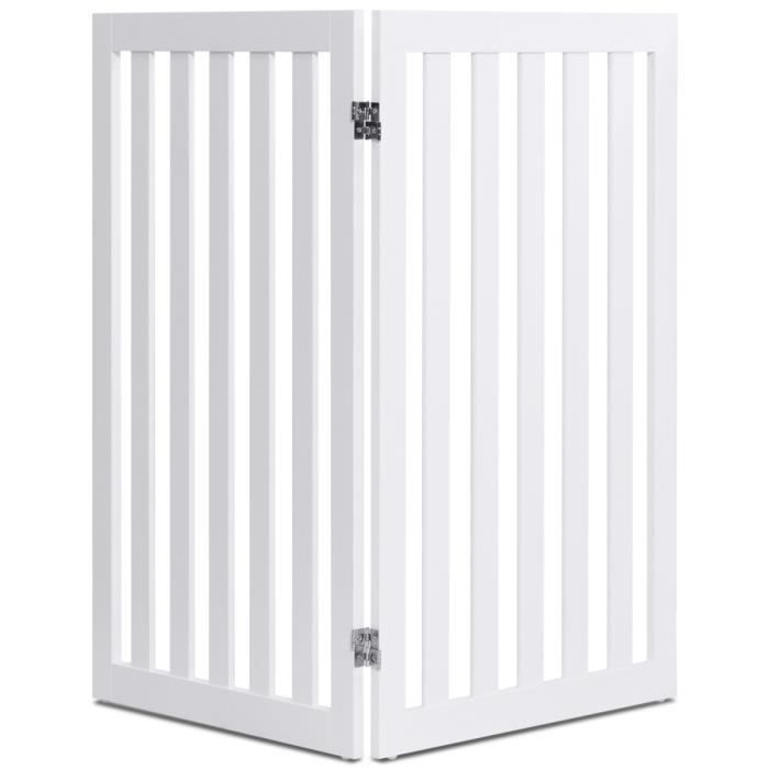 Comparer les prix de Barrière de Sécurité pour Chien - GYMAX - 2 Panneaux en Bois - Charnières Métalliques à 360°