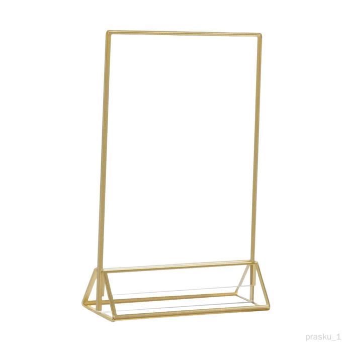6 Porte-Menus Acrylique Transparent Bordure Dorée - Cadres Double Face Pour Mariage, Resto Ou Événements