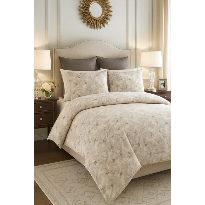 Tendance Perso - Parure Housse de couette 1 ou 2 pers 100% coton ECUREIL 200x200 cm et 2 taies carrés 63 x 63 cm qualité premium