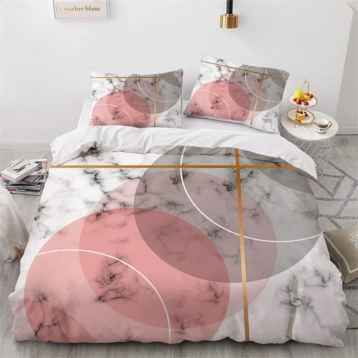 Housse De Couette Galaxie Marbre 200x200 Cm - Parure 3 Pièces Microfibre, Avec 2 Taies D'oreiller 65x65 Cm