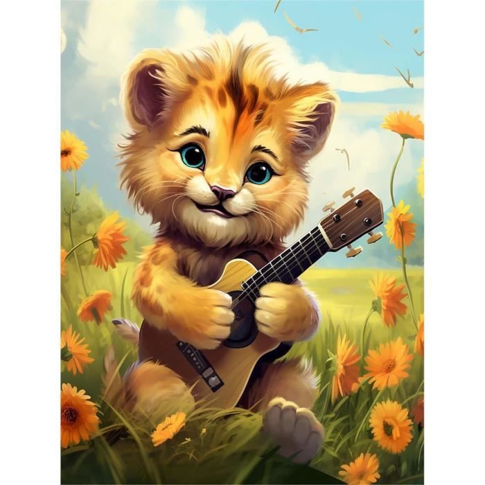 Kit De Peinture Diamant Animaux : 4 Toiles Tigre & Lion, Diamants 5D Et Outils Inclus Pour Décoration Murale DIY - 6