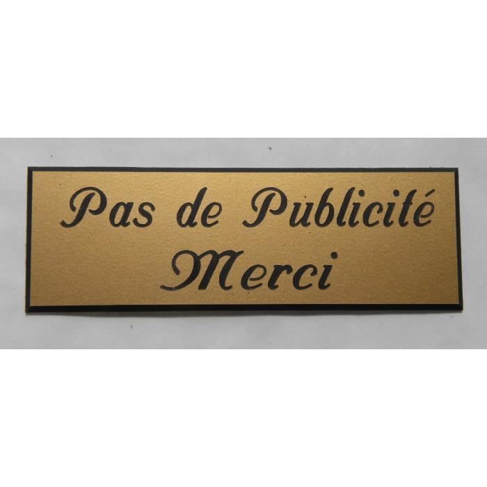 Plaque de boîte aux lettres - STOP pas de publicité merci (WUV0006