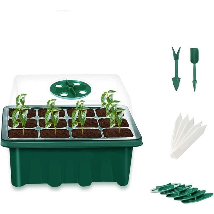 Mini Serre 3 En 1 Avec Lumière - Plateau Semis Chauffant | Pour Germination Et Boutures | Jardinage D'Intérieur