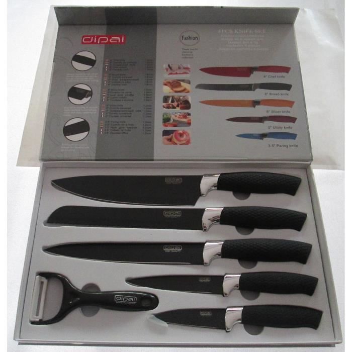 Jeslon Couteaux de cuisine en céramique 4 pièces multi couleur Ensemble  couteaux ceramique professionnel avec vestes de protection, léger et durable