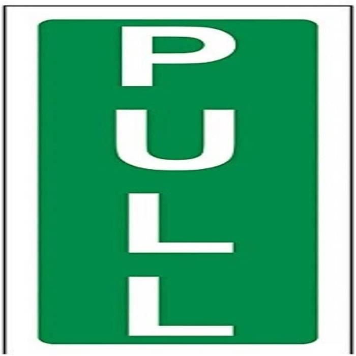 Vsafety 22020 Cartello Porta 'Tirare' (Pull) – Fotoluminescente 60x150 Mm, Verde, Norma EN ISO 7010 - 2