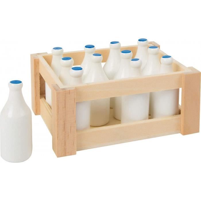 Jeu Bouteilles De Lait En Bois - 12 Bouteilles + Caisse Rétro - Jeu D'imitation à Partir De 3 Ans - Small Foot - 6