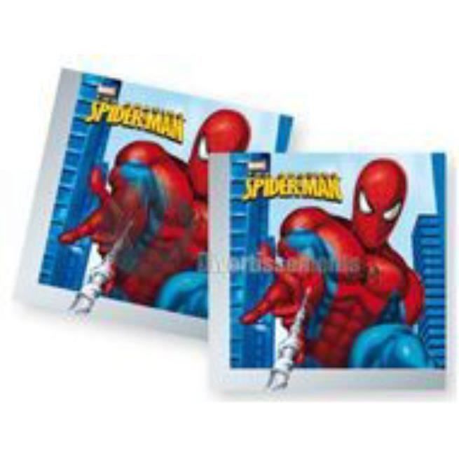 Serviettes En Papier Spiderman - Lot De 20 - 16,5x16,5 Cm - Pour Anniversaire Ou Fête Enfant