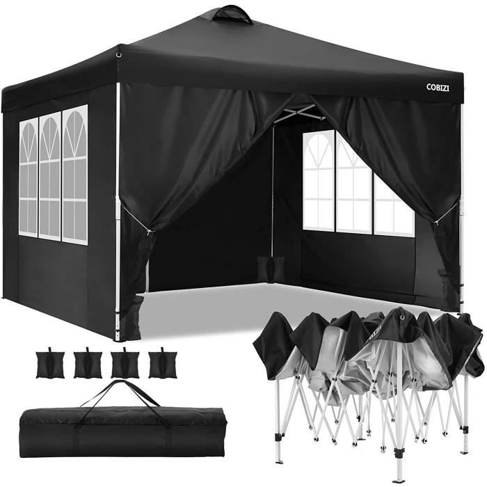 Tonnelle Jardin 3x3m Pliante - Barnum Avec Parois Latérales Et Fenêtres
