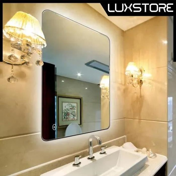 Luxs Miroir Salle De Bain Illumine Led Lumiere Capteur Demister 50 X 70cm Cdiscount Maison