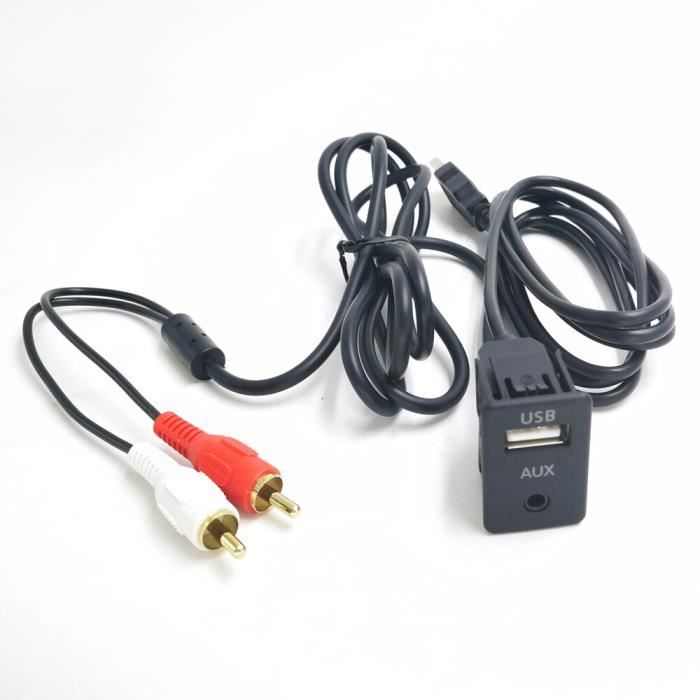 Prise allume,câble adaptateur pour voiture, 1.5M, câble USB RCA avec prise Audio, 3.5mm, montage sur panneau - 1pcs[A52682]