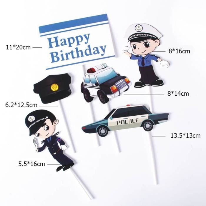 Decoration De Fete 6 Pieces Policier Anniversaire Decoration De Gateaux Mignon Police Joyeux Anniversaire Gateau Topper Type 1 Cdiscount Maison