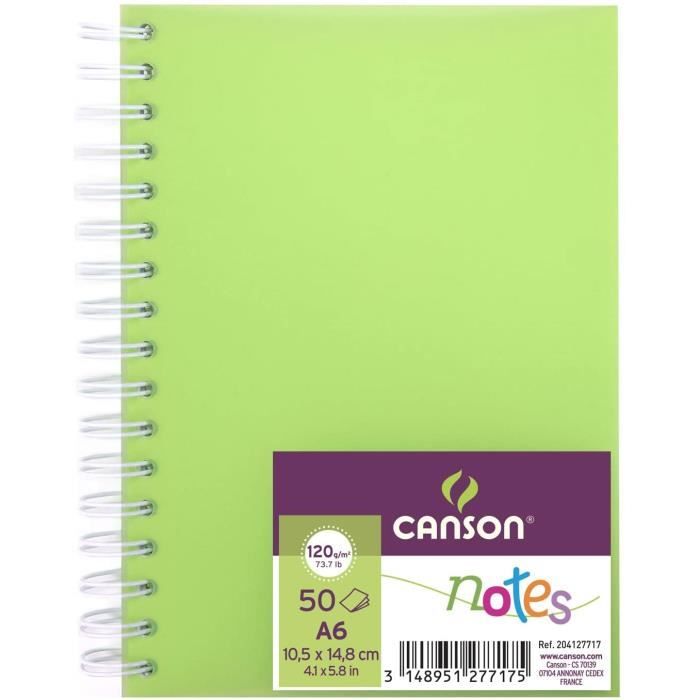 Papier A Dessin Leger Canson Carnet De 50 Feuilles Notes Et Dessin Format A6 120g Spirale Couverture Polypro Vert Lot De 93805 Achat Vente Papier A Dessin Cdiscount