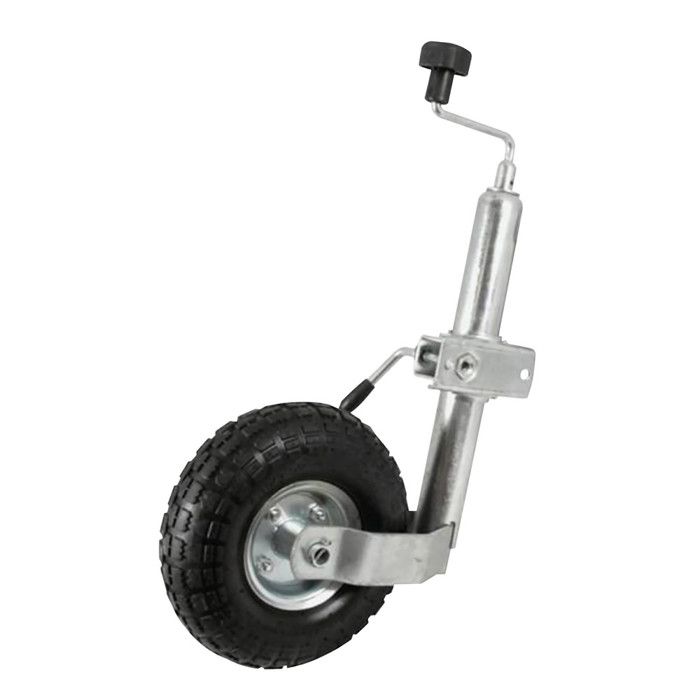 Roue Jockey Renforcée 48 Mm - Tube Nervuré Anti-glisse - Hauteur Réglable 58-82 Cm - Pour Remorque, Caravane (charge 250 Kg)