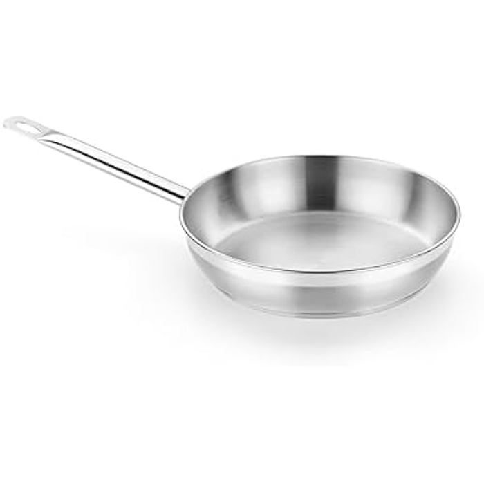 Cookware Bold Poêle En Acier Inoxydable Avec Bord Haut Et Couvercle