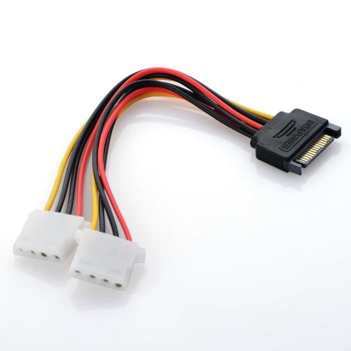 Cable Adaptateur SATA MOLEX 4 PIN vers double SATA sata Y x2 alimentation 