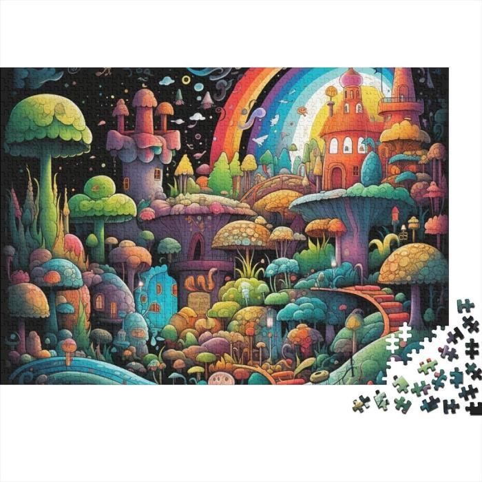 Puzzle 1000 Pièces En Bois Alice Au Pays Des Merveilles – Jeu éducatif Adulte/enfant, 75x50 Cm Avec Affiche Incluse