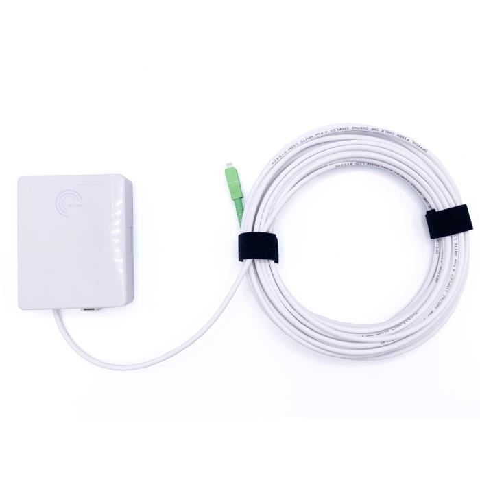 Elfcam® - Cable Fibre Optique Renforcé SC-APC à SC-APC Simplex Monomode (4,0mm), Equipé d'une PTO pour Box Fibre (45M)