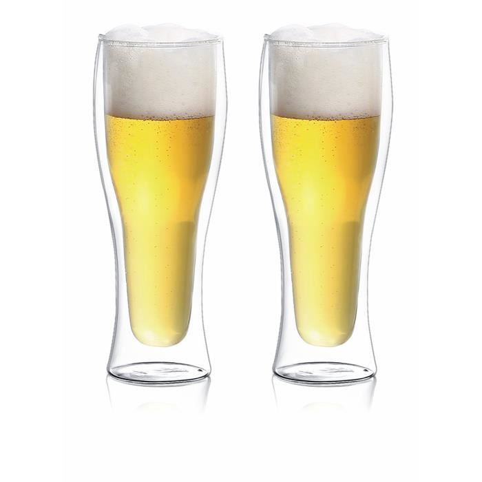Verres à Bière Gravity Balvi - Lot De 2, 250 Ml, Double Paroi - Forme Bouteille Inversée, Garde Le Froid Longtemps