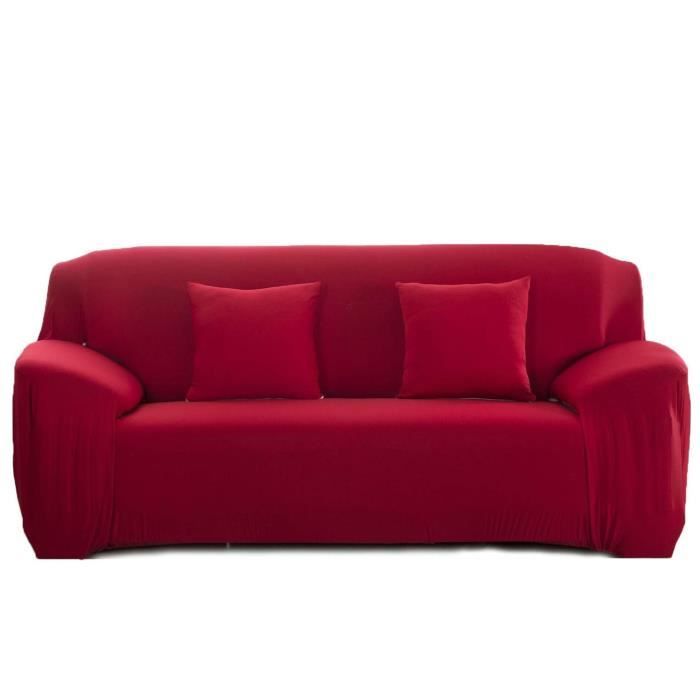 Housse extensible pour canapé 3 places 190–230 cm - Rouge polyester/spandex lavable