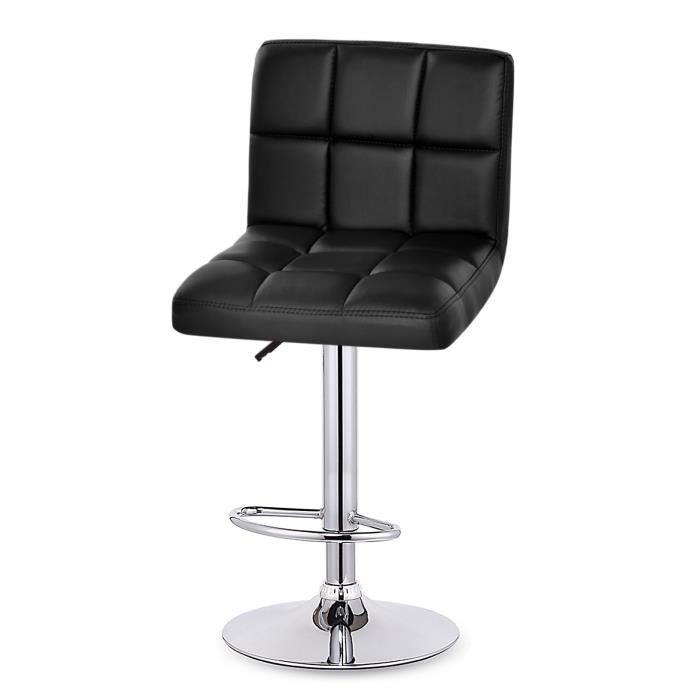 Tabouret de bar Chaise de Bar en cuir synthétique réglable pivotant Pub Style repas Bar tabourets Noir Tabouret de bar Chaise de Bar en cuir synthétique réglable pivotant Pub Style repas Bar tabourets Noir
