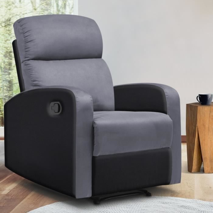 Fauteuil Relaxation Inclinable Noir Et Gris Anthracite