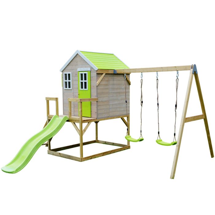 Maison de jardin enfant extérieur - cabane en bois avec plancher - toit étanche brown - Kangui