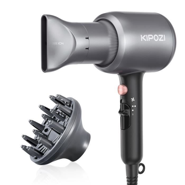 Sèche-Cheveux Professionnel KIPOZI 2200W, Puissant Séchoir Cheveux de Salon pour un Séchage Rapide 2 Vitesses et 3 Températures
