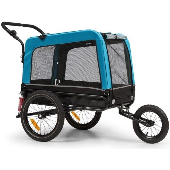 remorque de vélo et poussette pour chien klarfit husky vario - 240l - 600d - toile oxford bleue