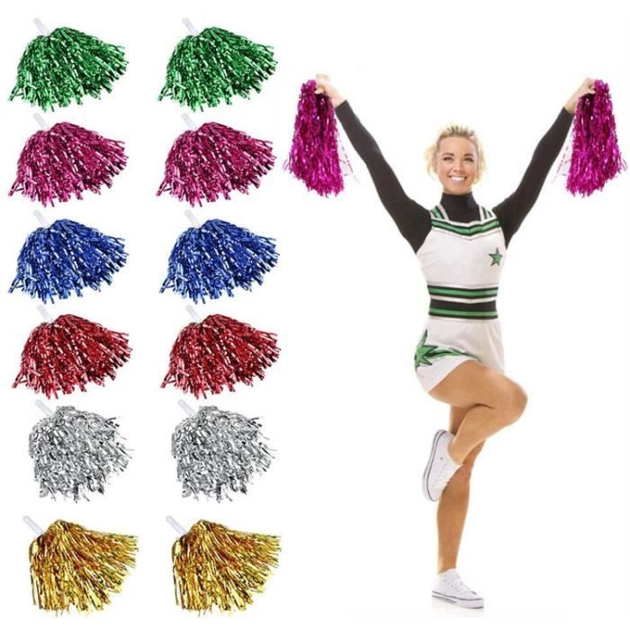 12 PCS Cheerleading Pompons Multicolores, Pompons d'Aérobic de Pom